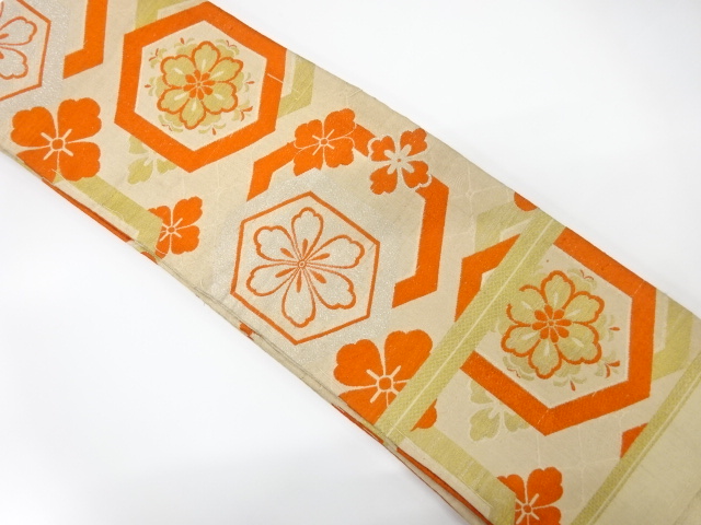 JAPANESE KIMONO / ANTIQUE OBI FOR KIDS / WOVEN KIKKO & FLOWERS